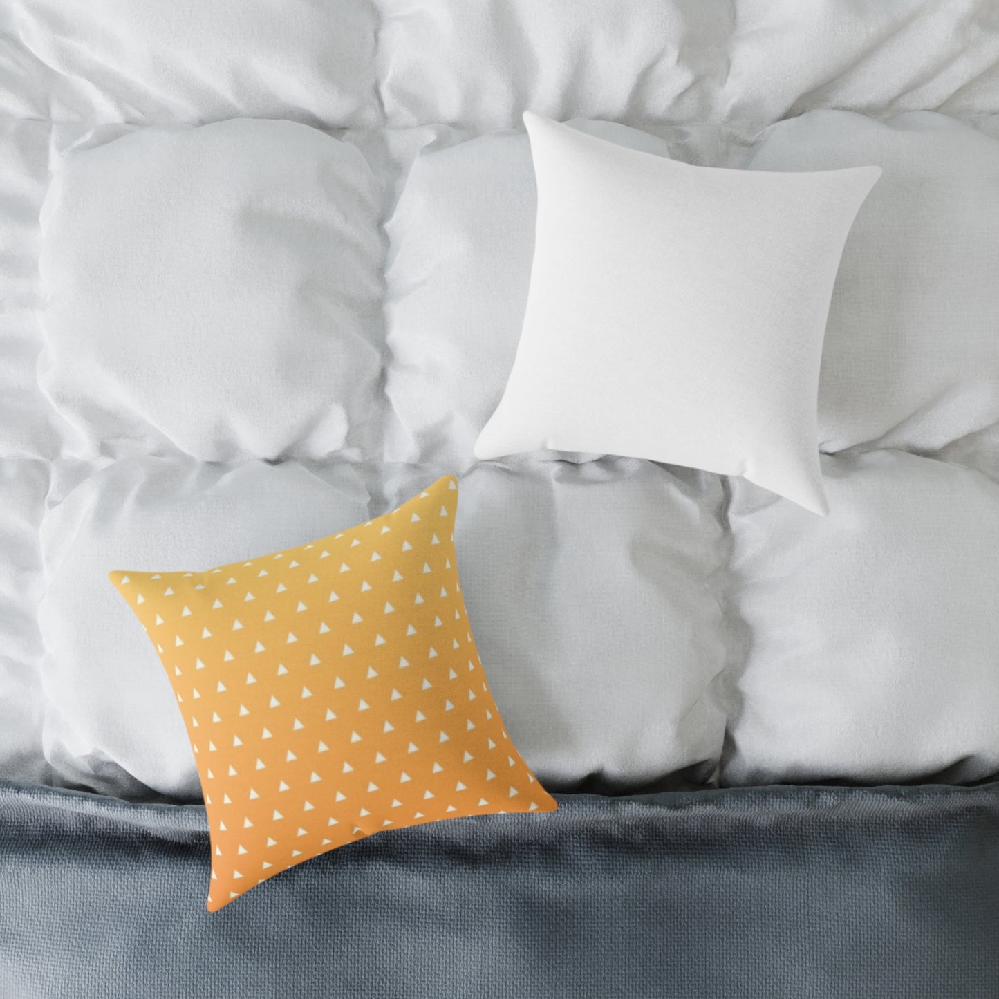 Sunny - White Triangles Square Pillow