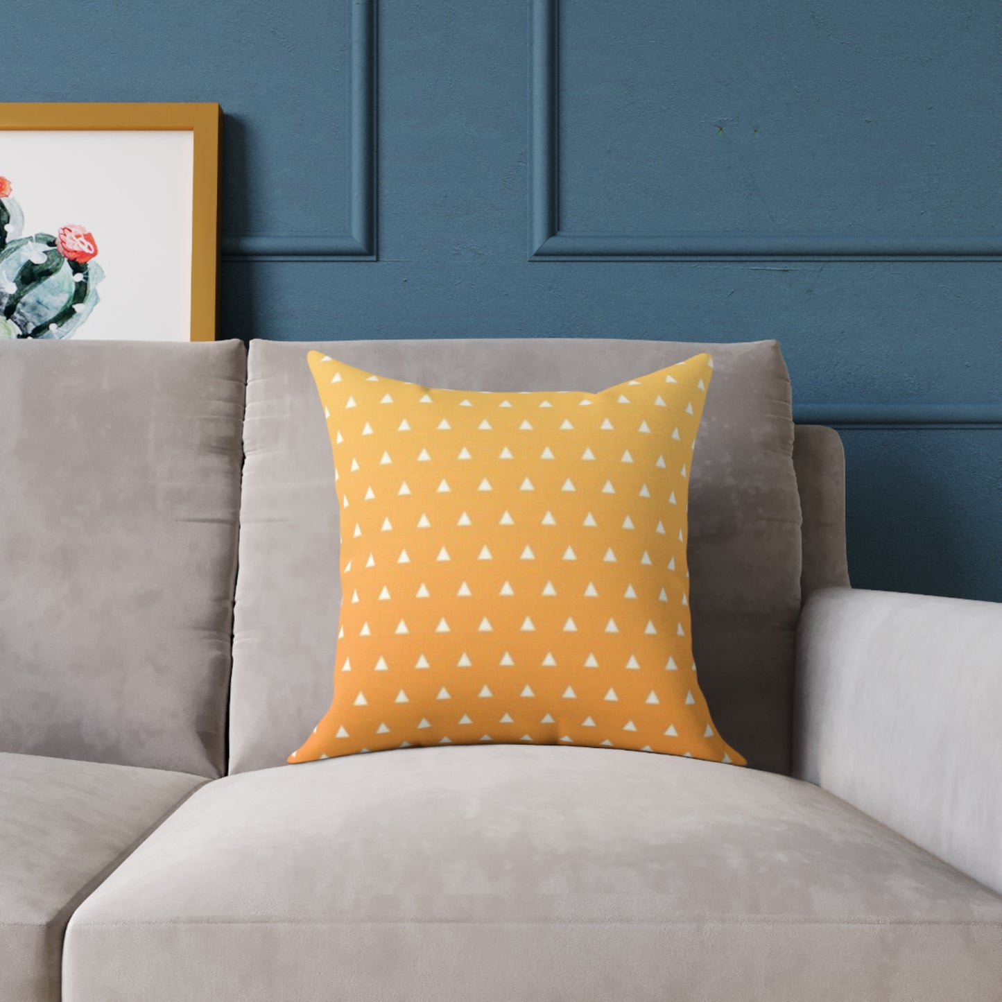 Sunny - White Triangles Square Pillow