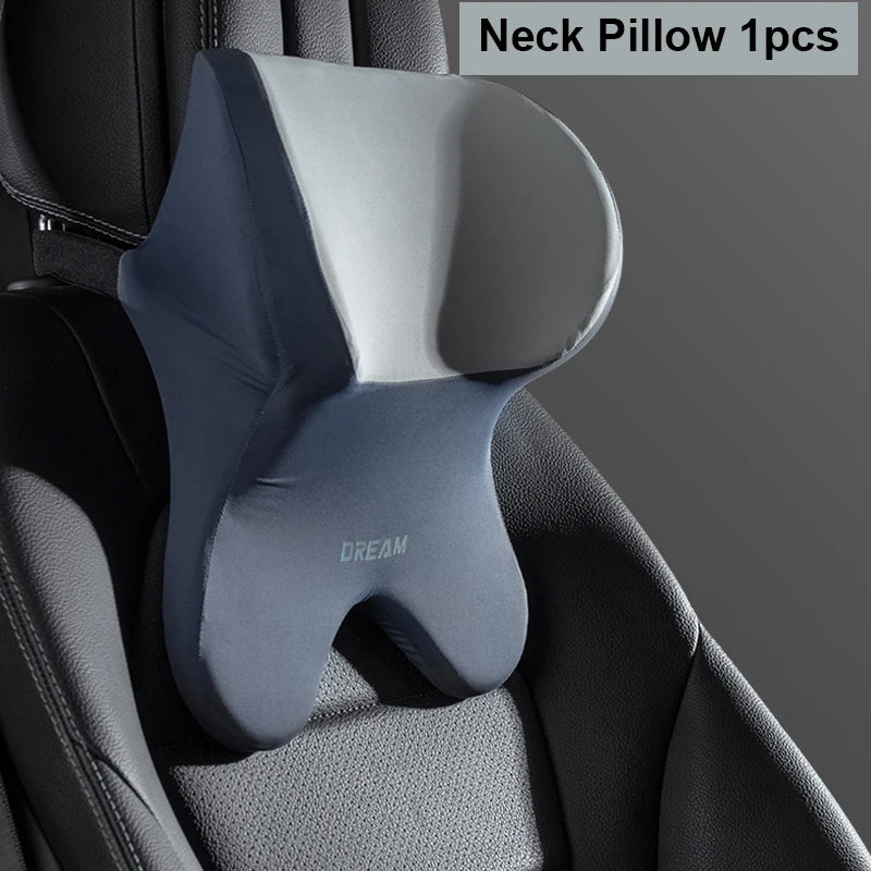 Car Lumbar Support Neck Pillow – Ergonomic Memory Foam Cushion
