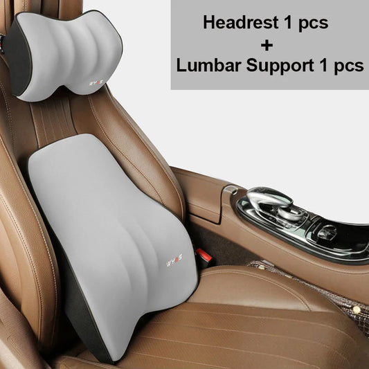 Car Lumbar Support & Headrest Set – Universal Fit for Comfort & Posture
