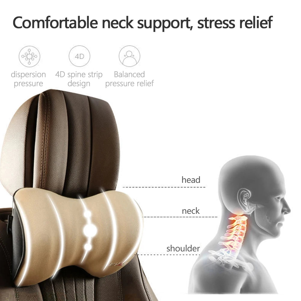Car Lumbar Support & Headrest Set – Universal Fit for Comfort & Posture