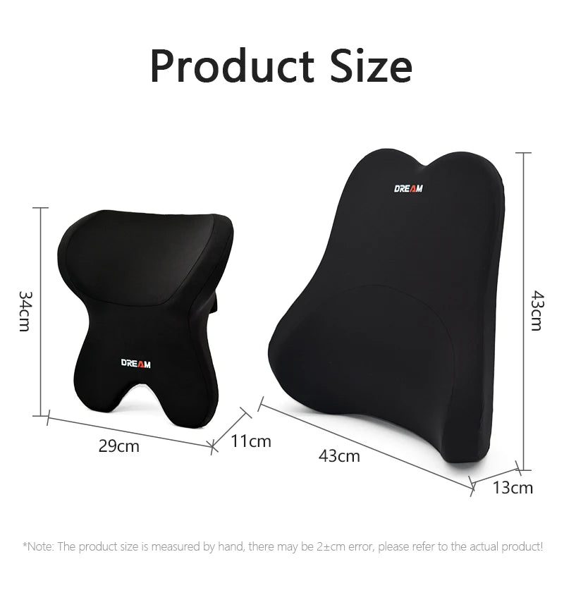 Car Lumbar Support Neck Pillow – Ergonomic Memory Foam Cushion