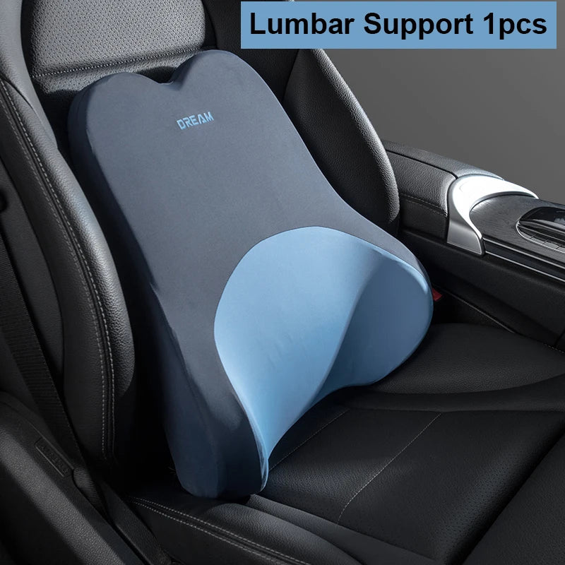 Car Lumbar Support Neck Pillow – Ergonomic Memory Foam Cushion