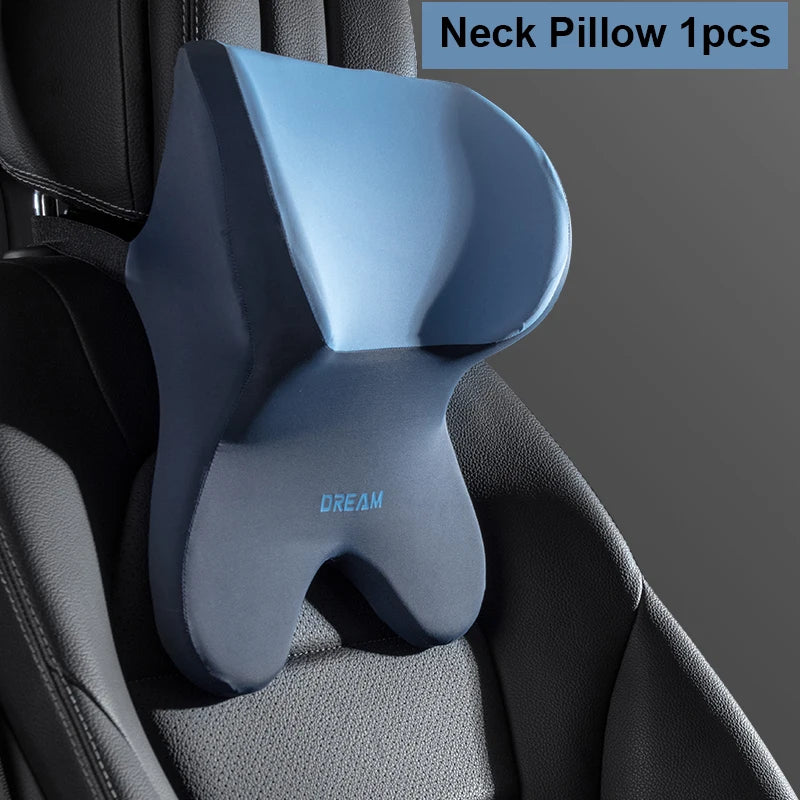Car Lumbar Support Neck Pillow – Ergonomic Memory Foam Cushion