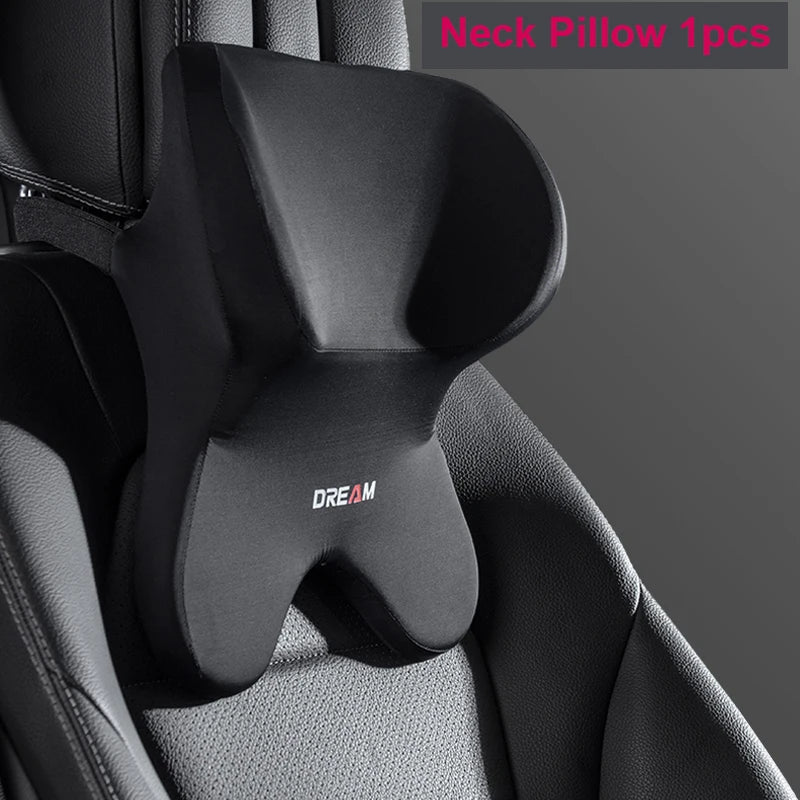 Car Lumbar Support Neck Pillow – Ergonomic Memory Foam Cushion