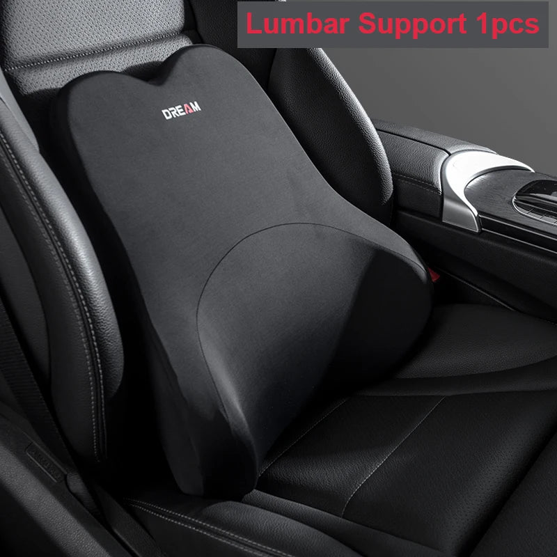 Car Lumbar Support Neck Pillow – Ergonomic Memory Foam Cushion