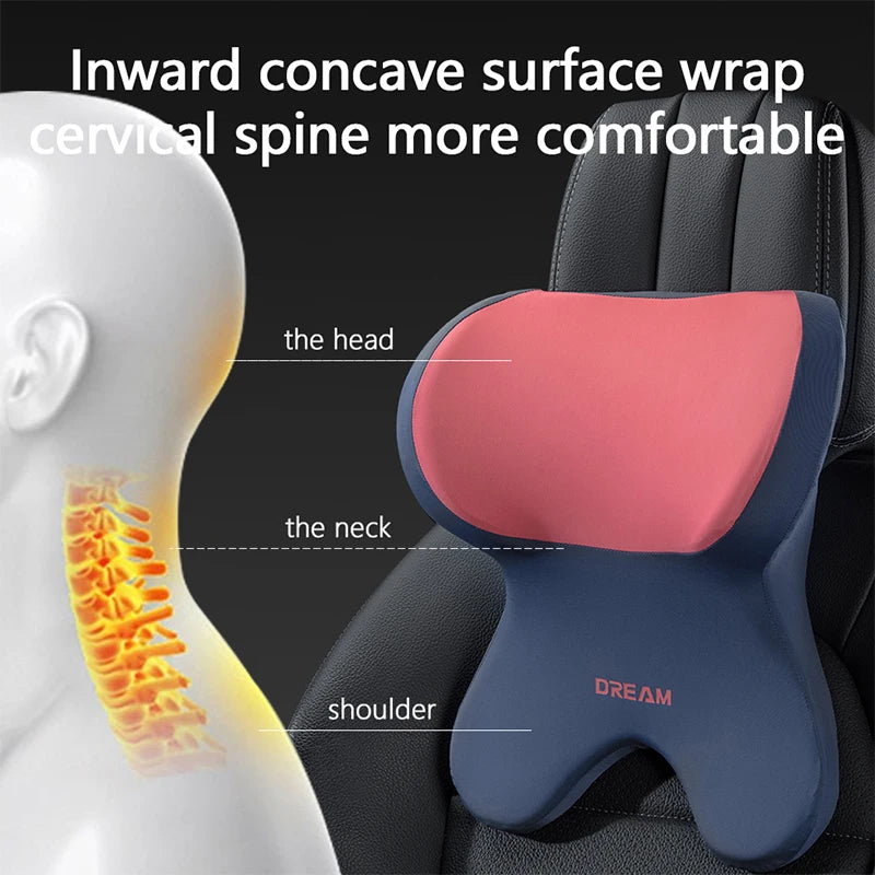 Car Lumbar Support Neck Pillow – Ergonomic Memory Foam Cushion
