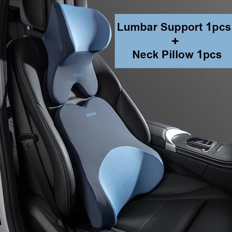 Car Lumbar Support Neck Pillow – Ergonomic Memory Foam Cushion