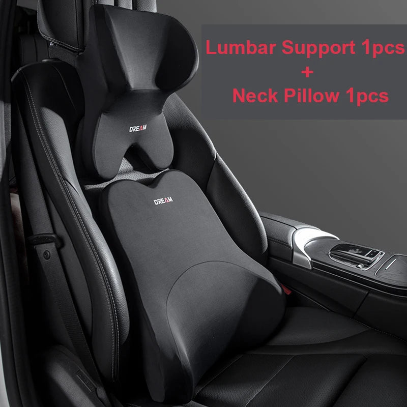 Car Lumbar Support Neck Pillow – Ergonomic Memory Foam Cushion