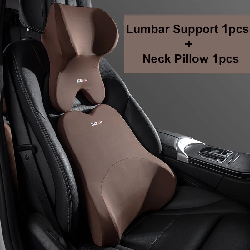 Car Lumbar Support Neck Pillow – Ergonomic Memory Foam Cushion