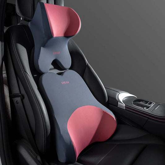 Car Lumbar Support Neck Pillow – Ergonomic Memory Foam Cushion