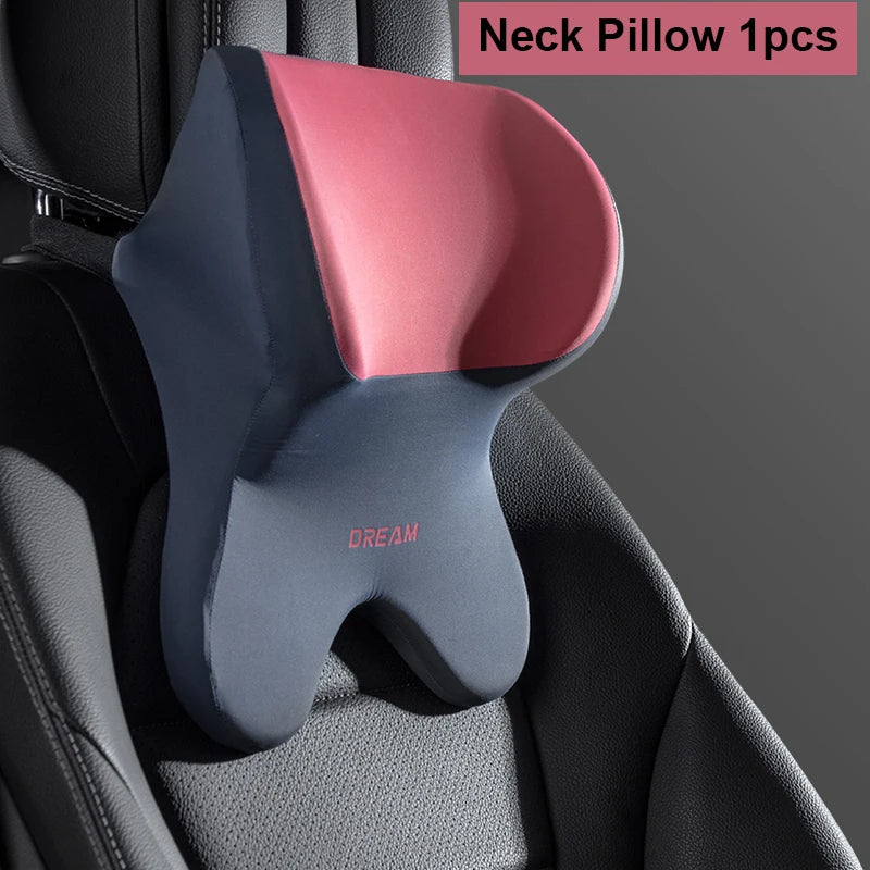 Car Lumbar Support Neck Pillow – Ergonomic Memory Foam Cushion