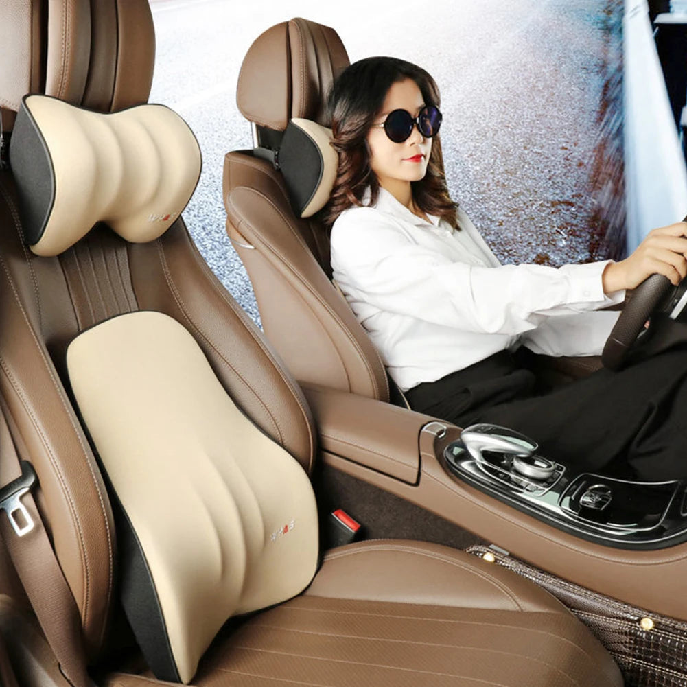 Car Lumbar Support & Headrest Set – Universal Fit for Comfort & Posture