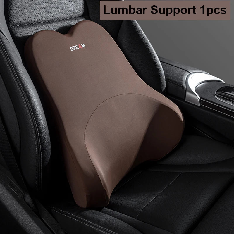 Car Lumbar Support Neck Pillow – Ergonomic Memory Foam Cushion