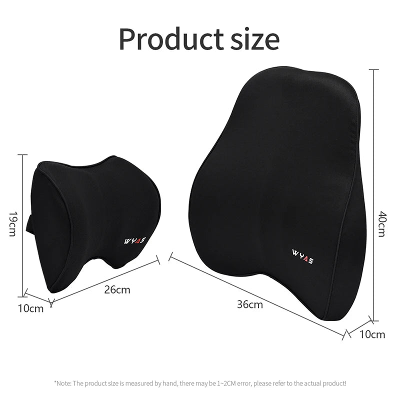 Car Lumbar Support & Headrest Set – Universal Fit for Comfort & Posture